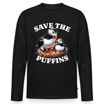 Save Papageientaucher - Männer Premium Bio Langarmshirt - Schwarz - Vorne - Nico (187cm)
