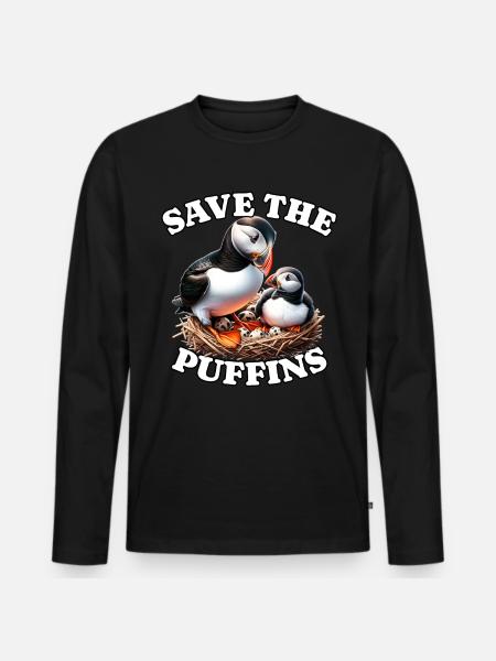 Sava puffin - Men's Premium Organic Long Sleeve Shirt - black