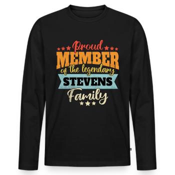 Name Stevens - Männer Premium Bio Langarmshirt - Schwarz - Vorne - Nico (187cm)