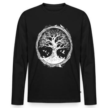Shinrin Yoku Art Japonais Nature Forêt - T-shirt manches longues Premium bio Homme - noir - Devant - Nico (187cm)