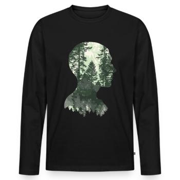 Shinrin Yoku Art Japonais Nature Forêt - T-shirt manches longues Premium bio Homme - noir - Devant - Nico (187cm)