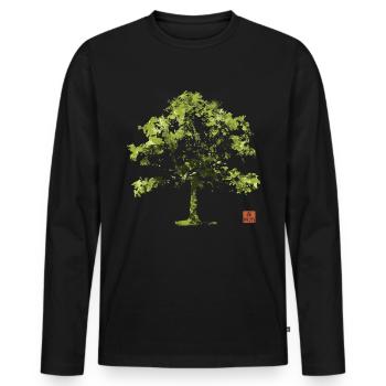 Shinrin Yoku Art Japonais Nature Forêt - T-shirt manches longues Premium bio Homme - noir - Devant - Nico (187cm)