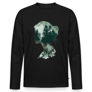 Shinrin Yoku Art Japonais Nature Forêt - T-shirt manches longues Premium bio Homme - noir - Devant - Nico (187cm)