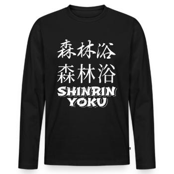 Shinrin Yoku Art Japonais Nature Forêt - T-shirt manches longues Premium bio Homme - noir - Devant - Nico (187cm)