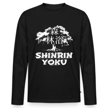 Shinrin Yoku Art Japonais Nature Forêt - T-shirt manches longues Premium bio Homme - noir - Devant - Nico (187cm)