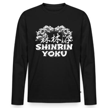 Shinrin Yoku Art Japonais Nature Forêt - T-shirt manches longues Premium bio Homme - noir - Devant - Nico (187cm)