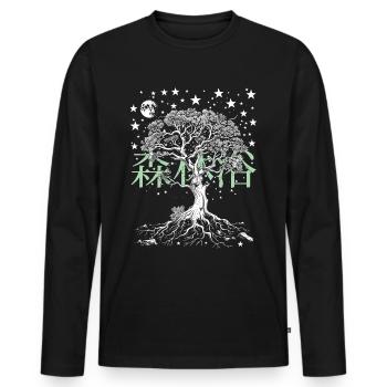 Shinrin Yoku Art Japonais Nature Forêt - T-shirt manches longues Premium bio Homme - noir - Devant - Nico (187cm)