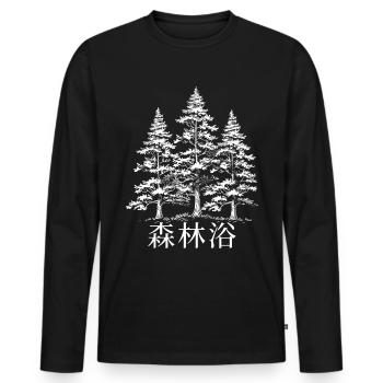 Shinrin Yoku Art Japonais Nature Forêt - T-shirt manches longues Premium bio Homme - noir - Devant - Nico (187cm)