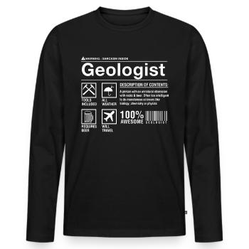 The Humor of Paleontology Dinosaurs - Men's Premium Organic Long Sleeve Shirt - black - Front - Nico (187cm)