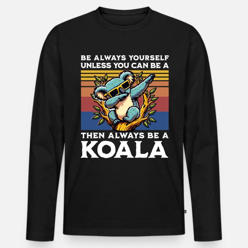 Koala Spruch - Männer Premium Bio Langarmshirt - Schwarz