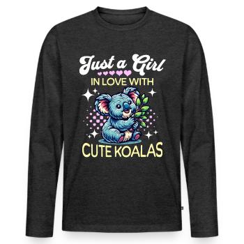 Koala Mädchen - Männer Premium Bio Langarmshirt - Anthrazit meliert - Vorne - Nico (187cm)
