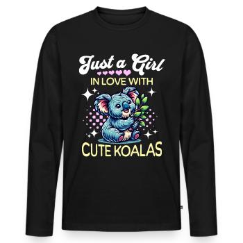 Koala Mädchen - Männer Premium Bio Langarmshirt - Schwarz - Vorne - Nico (187cm)