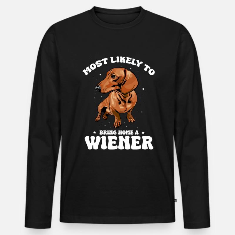 Dackel Sprüche Wiener - Männer Premium Bio Langarmshirt - Schwarz