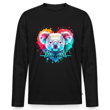 Koala Cardio - Men's Premium Organic Long Sleeve Shirt - black - Front - Nico (187cm)