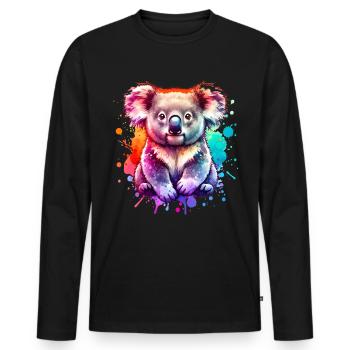 Koala - Männer Premium Bio Langarmshirt - Schwarz - Vorne - Nico (187cm)