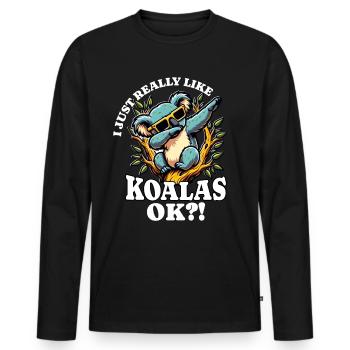J’adore le dicton Koala - T-shirt manches longues Premium bio Homme - noir - Devant - Nico (187cm)