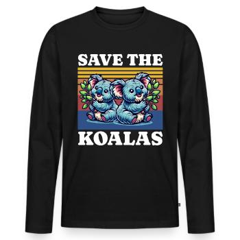 Save Koala - Men's Premium Organic Long Sleeve Shirt - black - Front - Nico (187cm)