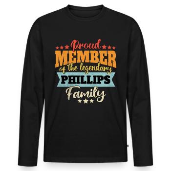 Nom : Phillips - T-shirt manches longues Premium bio Homme - noir - Devant - Nico (187cm)