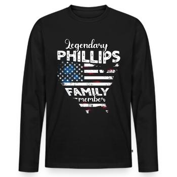 Famille Phillips États-Unis - T-shirt manches longues Premium bio Homme - noir - Devant - Nico (187cm)