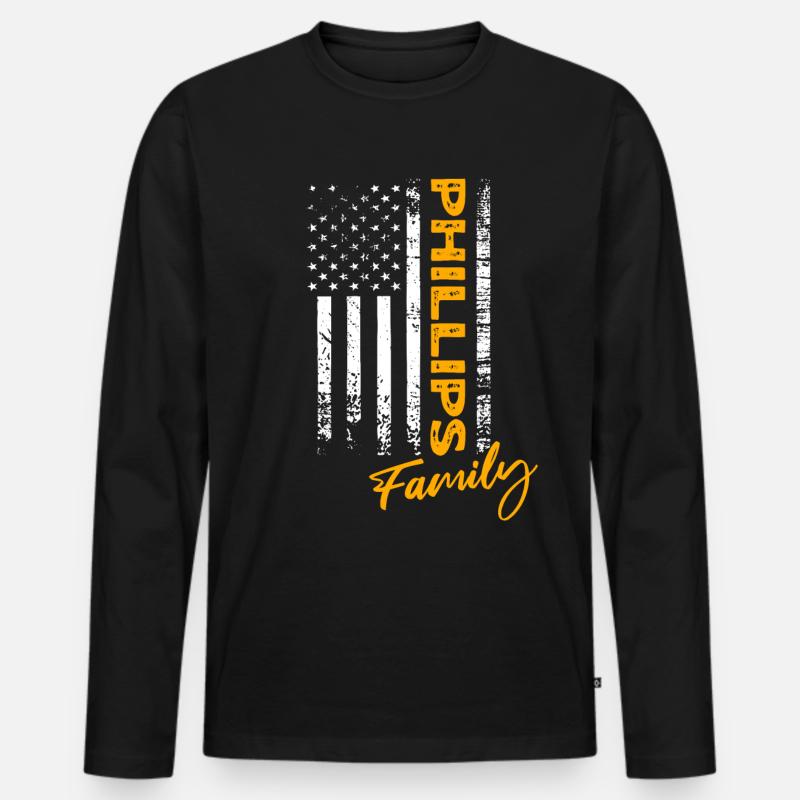 Phillips USA - Männer Premium Bio Langarmshirt - Schwarz