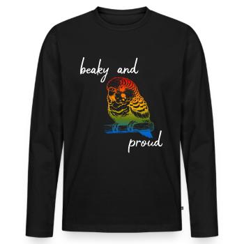 Funny Sun Parakeet Sayings - Men's Premium Organic Long Sleeve Shirt - black - Front - Nico (187cm)