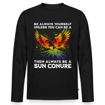 Sun Parakeet Saying - Men's Premium Organic Long Sleeve Shirt - black - Front - Nico (187cm)