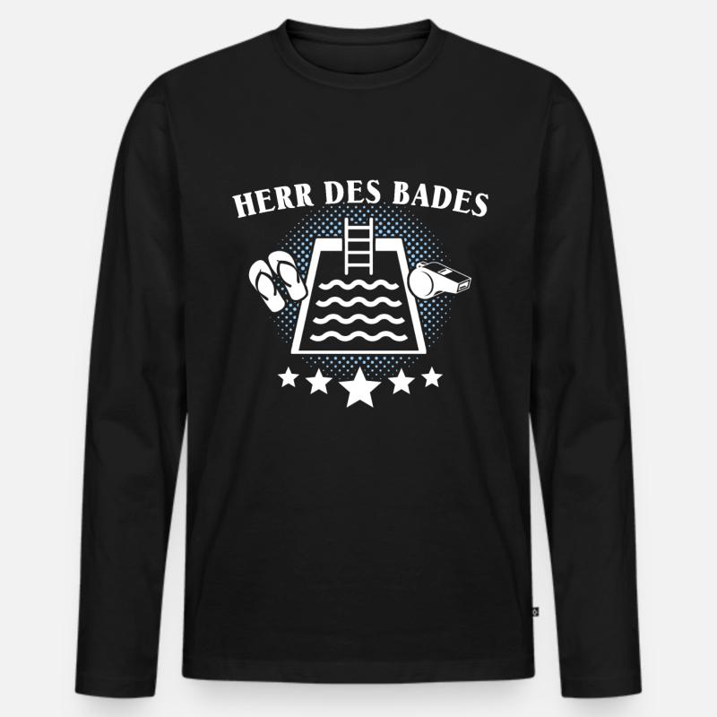 Bademeister - Männer Premium Bio Langarmshirt - Schwarz