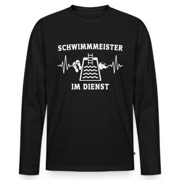 Maître nageur - T-shirt manches longues Premium bio Homme - noir - Devant - Nico (187cm)