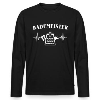 Bademeister - Männer Premium Bio Langarmshirt - Schwarz - Vorne - Nico (187cm)