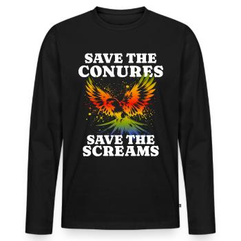 Save Sun Conure - Men's Premium Organic Long Sleeve Shirt - black - Front - Nico (187cm)