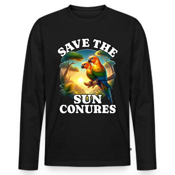 Save Sun Parakeet - Men's Premium Organic Long Sleeve Shirt - black - Front - Nico (187cm)
