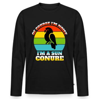 Funny Sun Parakeet Sayings - Men's Premium Organic Long Sleeve Shirt - black - Front - Nico (187cm)