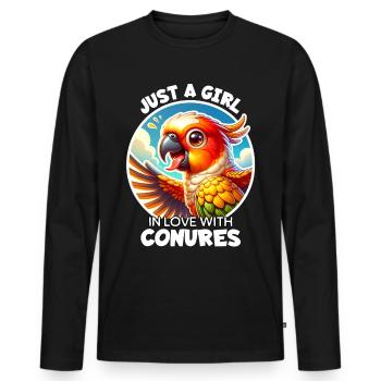 Girl Loves Sun Parakeet - Men's Premium Organic Long Sleeve Shirt - black - Front - Nico (187cm)