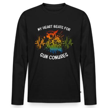 ECG Sun Parakeet Heartline - Men's Premium Organic Long Sleeve Shirt - black - Front - Nico (187cm)