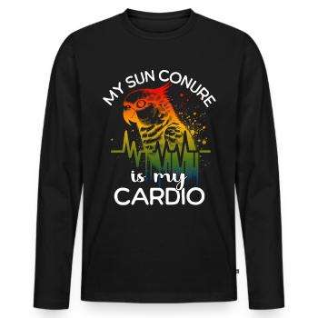 Sun parakeet ECG Sun parakeet Heart line - Men's Premium Organic Long Sleeve Shirt - black - Front - Nico (187cm)