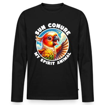 Funny Sun Parakeet Sayings - Men's Premium Organic Long Sleeve Shirt - black - Front - Nico (187cm)