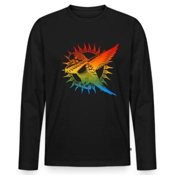 Sun Parakeet Saying - Men's Premium Organic Long Sleeve Shirt - black - Front - Nico (187cm)