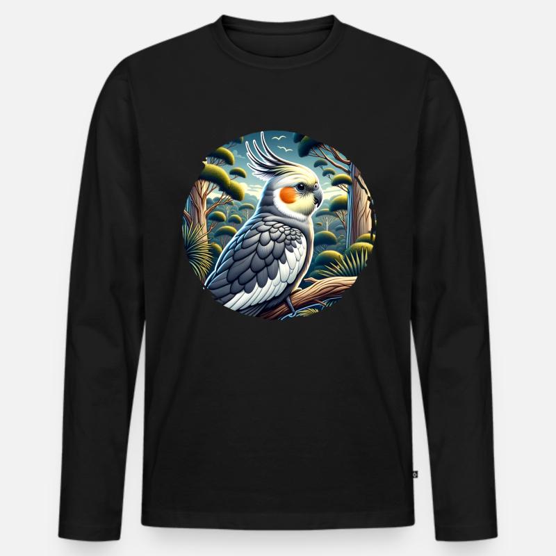 Nymphensittich - Männer Premium Bio Langarmshirt - Schwarz