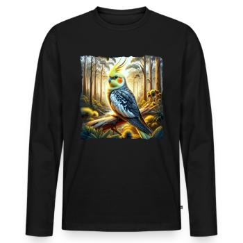 Cockatiel - Men's Premium Organic Long Sleeve Shirt - black - Front - Nico (187cm)