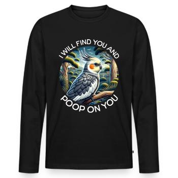 Cockatiel Sayings - Men's Premium Organic Long Sleeve Shirt - black - Front - Nico (187cm)