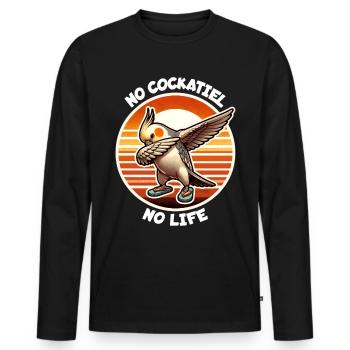 Cockatiel Saying - Men's Premium Organic Long Sleeve Shirt - black - Front - Nico (187cm)