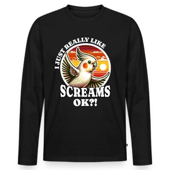 J’adore le dicton cockatiel - T-shirt manches longues Premium bio Homme - noir - Devant - Nico (187cm)