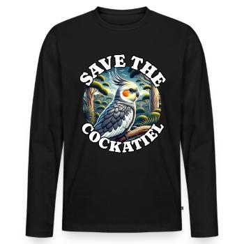 Save Cockatiel - Men's Premium Organic Long Sleeve Shirt - black - Front - Nico (187cm)