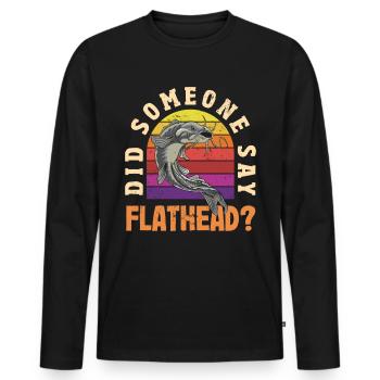 Drôle d’amateur de poisson-chat poisson à tête plate - T-shirt manches longues Premium bio Homme - noir - Devant - Nico (187cm)