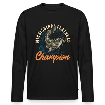 Drôle d’amateur de poisson-chat poisson à tête plate - T-shirt manches longues Premium bio Homme - noir - Devant - Nico (187cm)