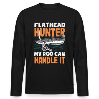 Drôle d’amateur de poisson-chat poisson à tête plate - T-shirt manches longues Premium bio Homme - noir - Devant - Nico (187cm)