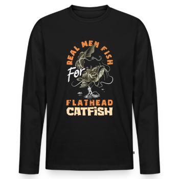 Drôle d’amateur de poisson-chat poisson à tête plate - T-shirt manches longues Premium bio Homme - noir - Devant - Nico (187cm)