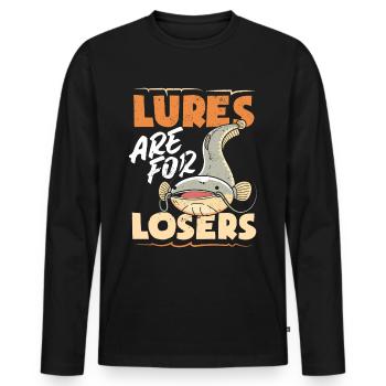 Drôle d’amateur de poisson-chat poisson à tête plate - T-shirt manches longues Premium bio Homme - noir - Devant - Nico (187cm)