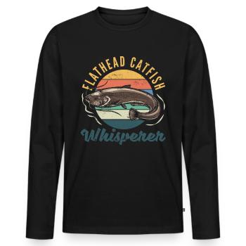 Drôle d’amateur de poisson-chat poisson à tête plate - T-shirt manches longues Premium bio Homme - noir - Devant - Nico (187cm)