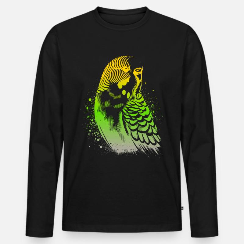 Wellensittich - Männer Premium Bio Langarmshirt - Schwarz